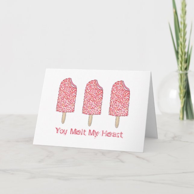 Du smälter mitt hjärta Rosa Popsicle Valentine's C Helgkort (Framsida)