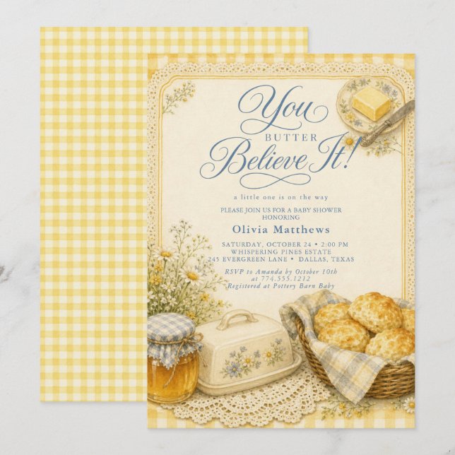 Du Smör Tro Det Baby Shower Inbjudan  (Fram/baksida)