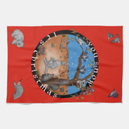 Du snö dess jul - Aussie outback-tehandduken Kökshandduk