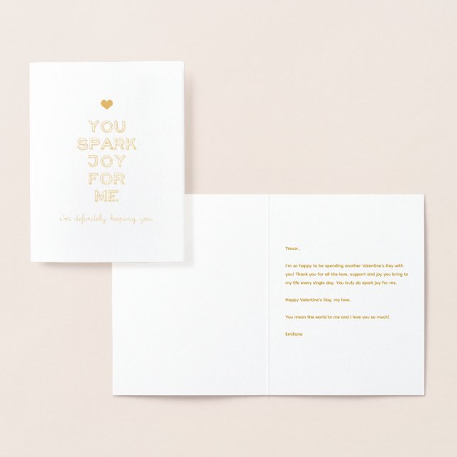 Du Spark Joy för mig Alla hjärtans dag-årsdag Folierat Kort (Display)