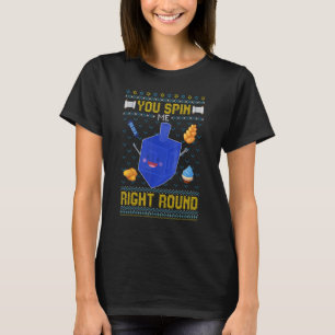 Du spottar mig Höger Round Dreidel Hanukkah Ugly T Shirt