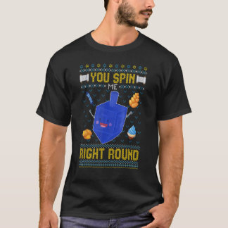 Du spottar mig Höger Round Dreidel Hanukkah Ugly T Shirt