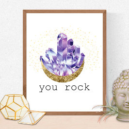 Du Sten Amethyst Crystals Andlig Watercolor Poster