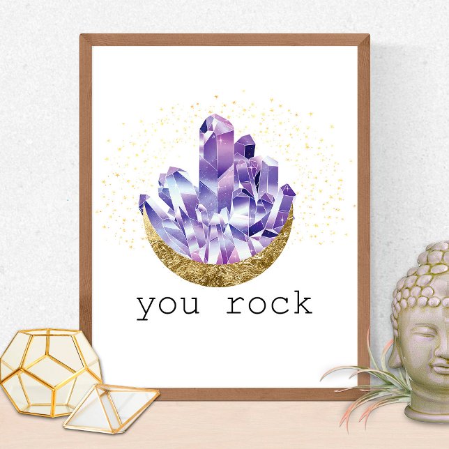 Du Sten Amethyst Crystals Andlig Watercolor Poster (Skapare uppladdad)