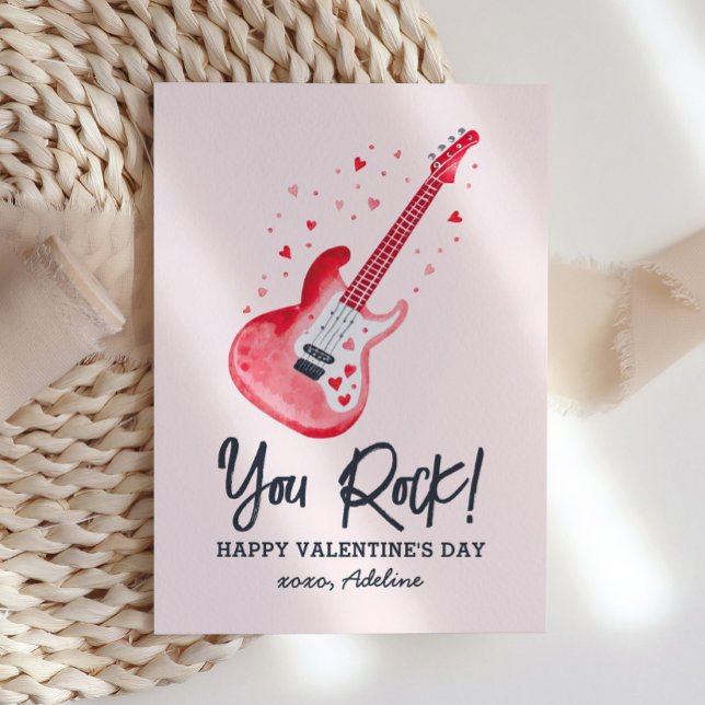 Du Sten Electric Guitar Kids Valentines day Anteckningskort (Skapare uppladdad)