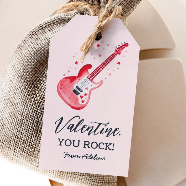 Du Sten Electric Guitar Kids Valentines day Presentetikett (Skapare uppladdad)