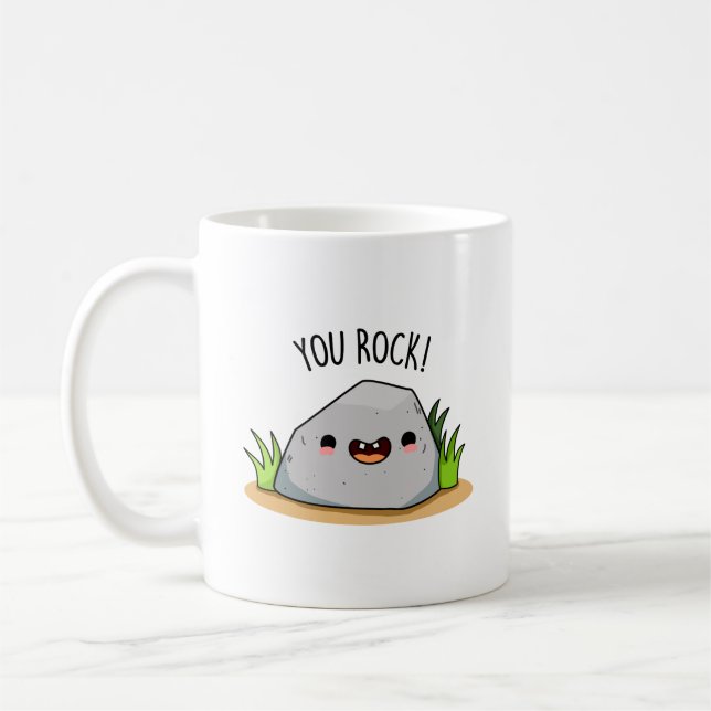 Du Sten Funny Geology Pun Kaffemugg (Vänster)