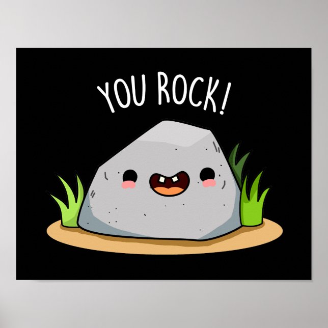 Du Sten Funny Geology Pun Mörk BG Poster (Framsidan)