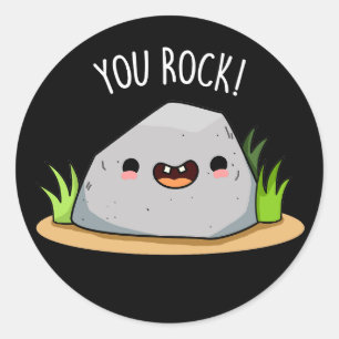 Du Sten Funny Geology Pun Mörk BG Runt Klistermärke