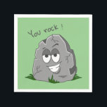 Du Sten! Funny Grått Tecknad Stone Pappersservett<br><div class="desc">Lustigt grått tecknad sten med halvstängt öga och ett stort toftigt leende. Han vilar på lite frisk gräs i grönten och ord "Du Sten!" i mörk grått brev över stenens ovansida.</div>