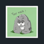 Du Sten! Funny Grått Tecknad Stone Pappersservett<br><div class="desc">Lustigt grått tecknad sten med halvstängt öga och ett stort toftigt leende. Han vilar på lite frisk gräs i grönten och ord "Du Sten!" i mörk grått brev över stenens ovansida.</div>