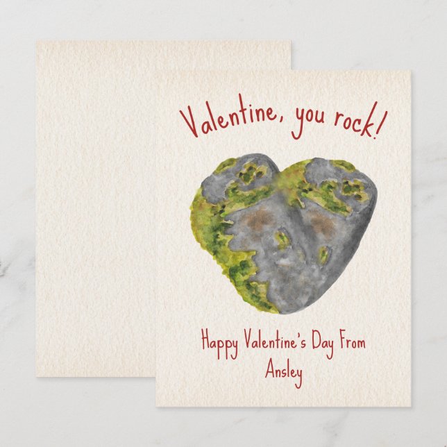 Du Sten Heart Kids Classroom Valentine Vykort (Fram/baksida)