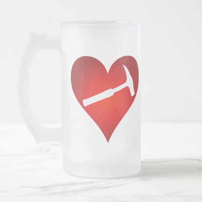 Du Sten min värld: Sten Hammer Heart Frostat Ölglas (Vänster)