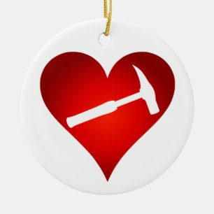 Du Sten min värld: Sten Hammer Heart Julgransprydnad Keramik