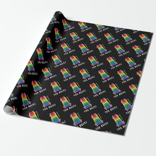 Du Sten Rainbow Xylophone Wrapping Papper Presentpapper (Utrullad)