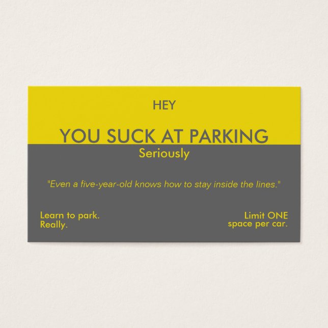 Du suger på Parking Visitkort (Framsidan)
