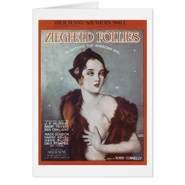 Du Sunny Southern Smile Ziegfeld Follies Songbook Hälsningskort (Framsidan)