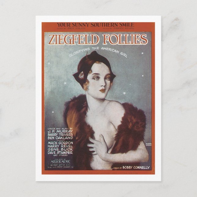 Du Sunny Southern Smile Ziegfeld Follies Songbook Vykort (Framsida)