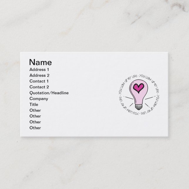 Du tänder mitt liv visitkort (Framsida)