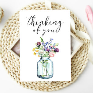 Du tänker på Boho Pastel Blommigt Card Kort