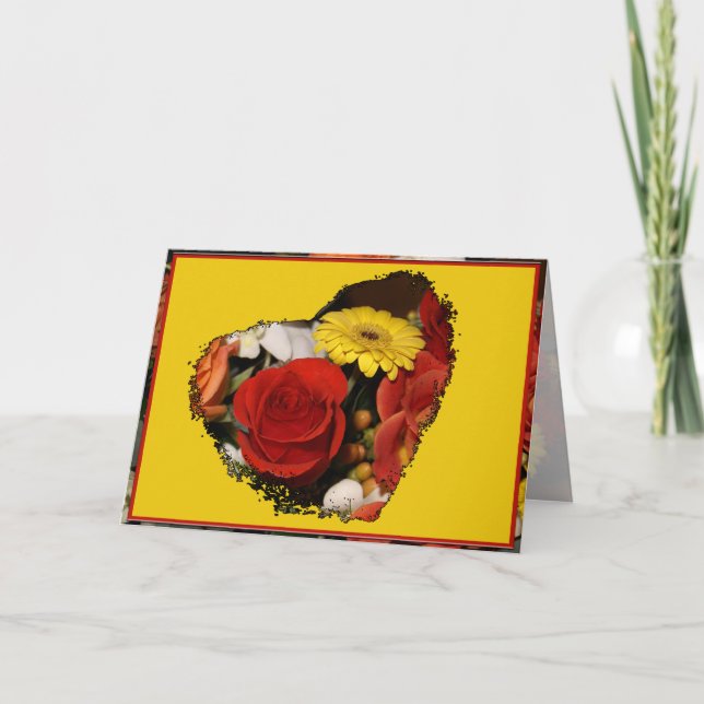 Du tänker på Bukett med rosor Heart-mallen Kort (Framsida)
