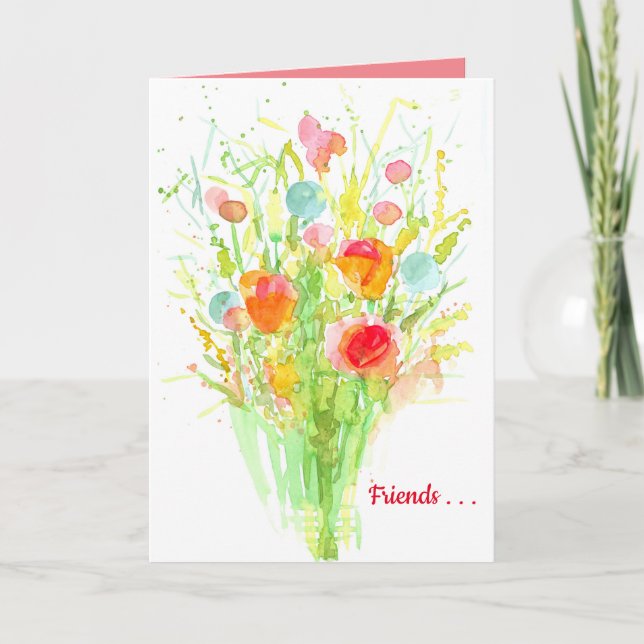 Du tänker på Friend WildblomBouquet Kort (Framsida)