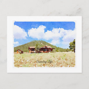 Du tänker på Land Life Cabins Watercolor Vykort