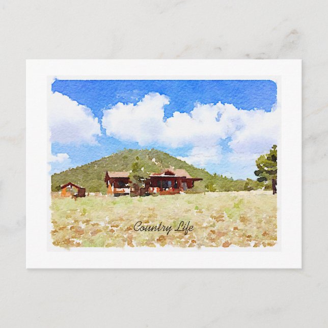 Du tänker på Land Life Cabins Watercolor Vykort (Framsida)