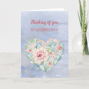 Du tänker på mormor Watercolor Cactus Kort