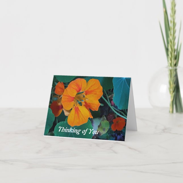 Du tänker på Nasturtium Card Tack Kort (Framsida)
