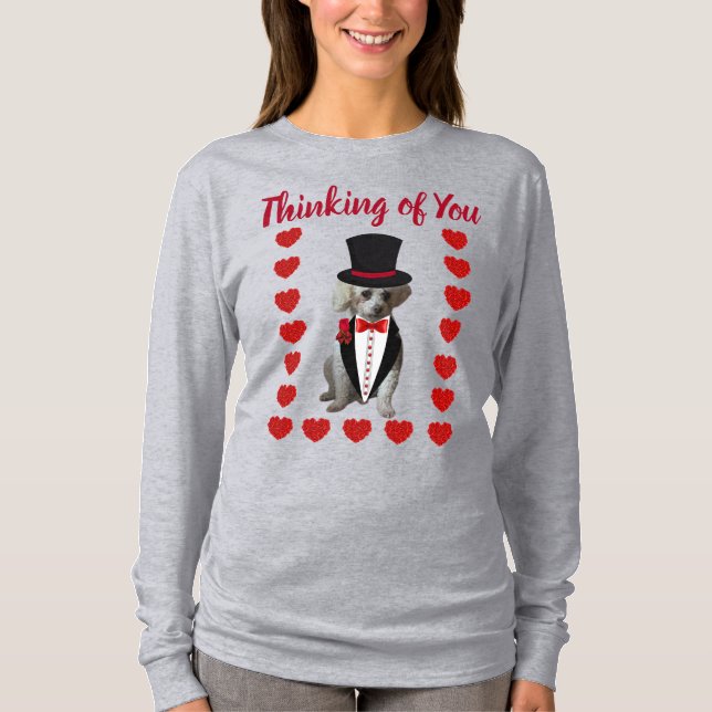 Du tänker på Pudel Red Grått Dam Tshirt T Shirt (Framsida)