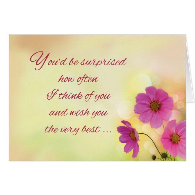 Du tänker på Rosa Flowers Hälsningskort (Framsidan Horizontal)