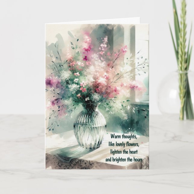 Du tänker på Watercolor Bouquet Kort (Framsida)