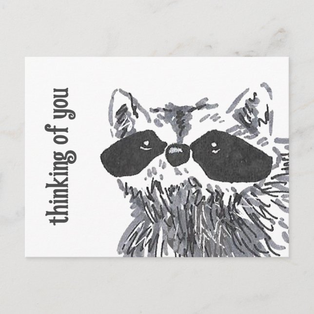 Du tänker på Woodland Cute Raccoon Vykort (Framsida)