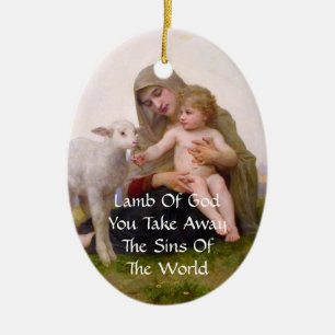 DU TAR BORT VÄRLDENS SINS JULGRANSPRYDNAD KERAMIK