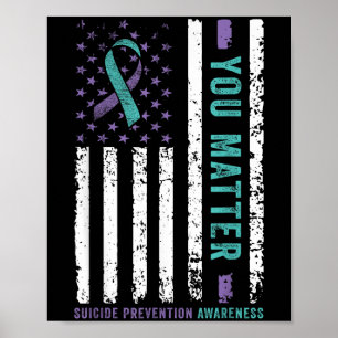 Du Teal & Lila Band Självmordsförebyggande Med Poster