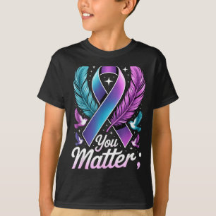 Du Teal Lila Band Rosikolon Självmordsförebyggande T Shirt