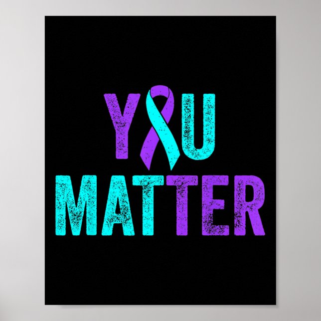 Du Teal Lila Band Suicideprevention Medvetenhet Poster (Framsidan)