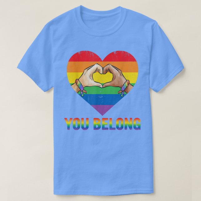 Du tillhör HBT-personer + Rainbow Gay pride T Shirt (Design framsida)
