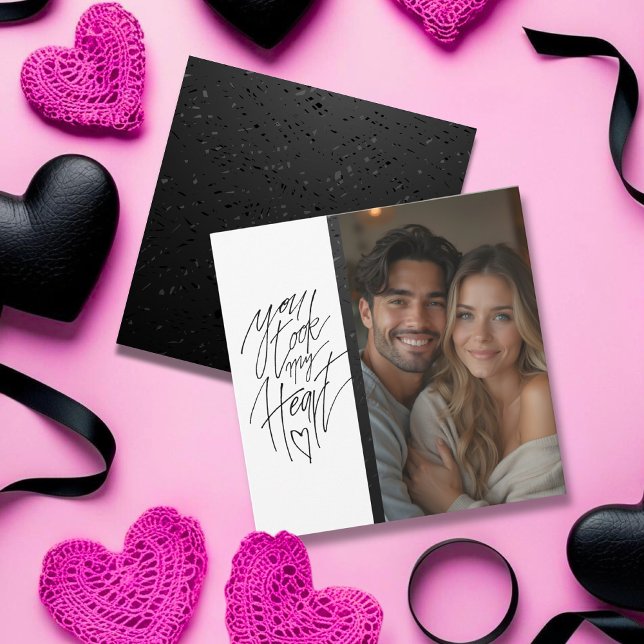 Du tog mina hjärtlösa svarta hjärtans julkort (You took my Heart Clean Black Valentine’s Holiday Card)