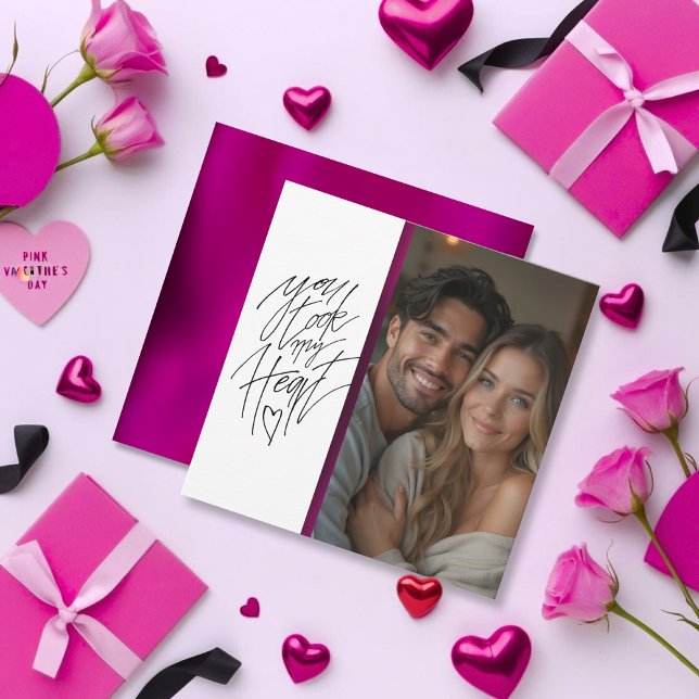 Du tog mina hjärtrena Rosor Alla hjärtans Julkort (You took my Heart Clean Pink Valentine’s Holiday Card)