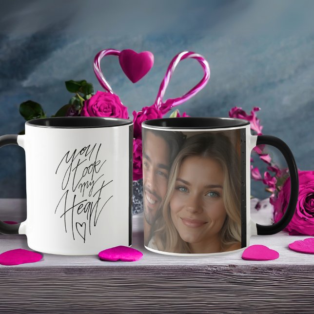 Du tog mitt Heart Romantic Black-foto Mugg (You took my Heart Romantic Black photo Mug)