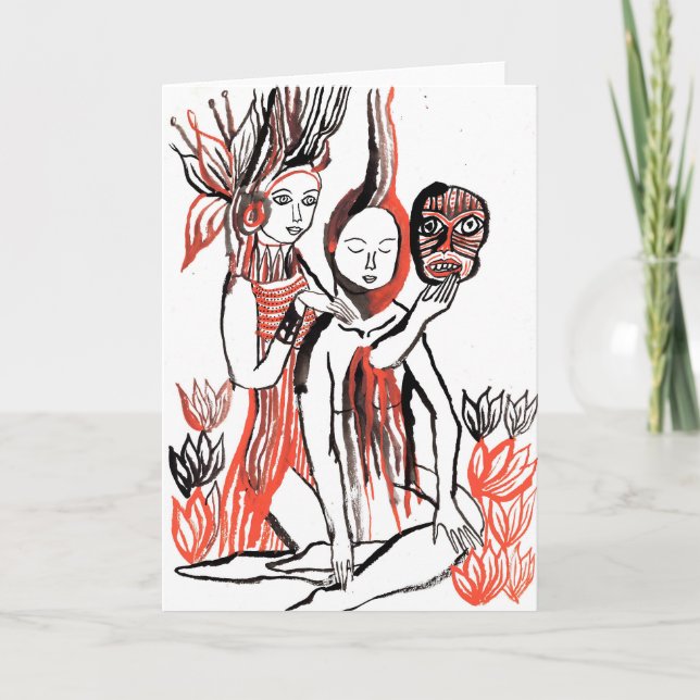 Du tränger mitt hjärta och tar bort masken helgkort (Framsida)