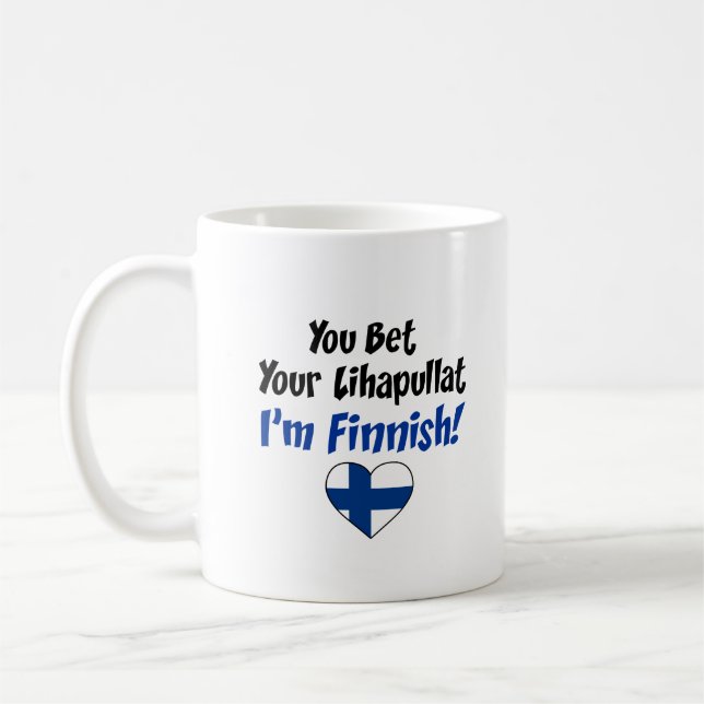 Du tror att jag är finsk. kaffemugg (Vänster)
