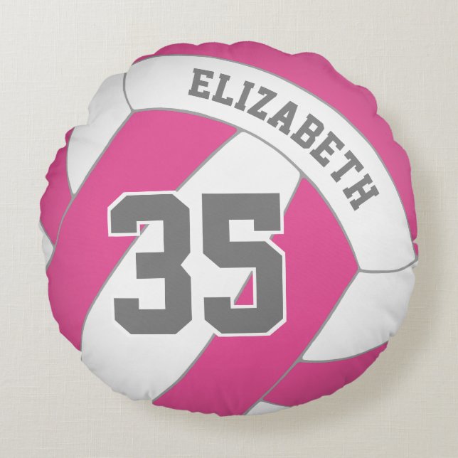 Du väljer ANY färg-flickors anpassningsbar volleyb Rund Kudde (Framsidan)