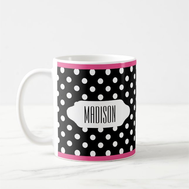 Du väljer bakgrundsfärg- & vitpolka dots kaffemugg (Vänster)