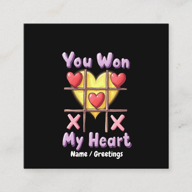 Du vann min hjärt-romantiska och hjärthjärthjärtan fyrkantigt visitkort (Framsida)