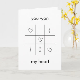 Du vann mitt hjärta Tic-tac-toe kul Alla hjärtans Kort