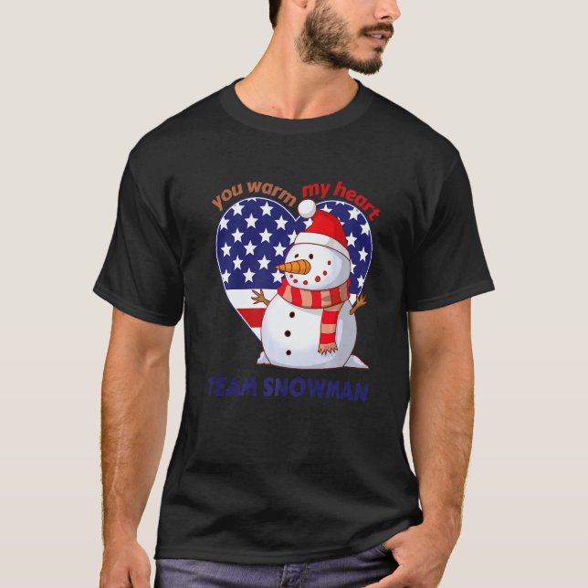 Du värmer mitt hjärta Team Snömannen Hjärtformad U T Shirt (Framsida)