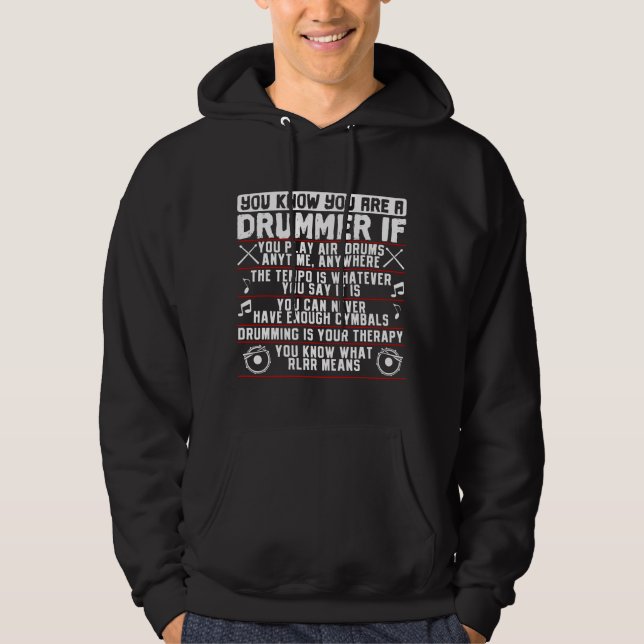 Du vet att du är en drummer om Drummer Musician Hoodie (Framsida)